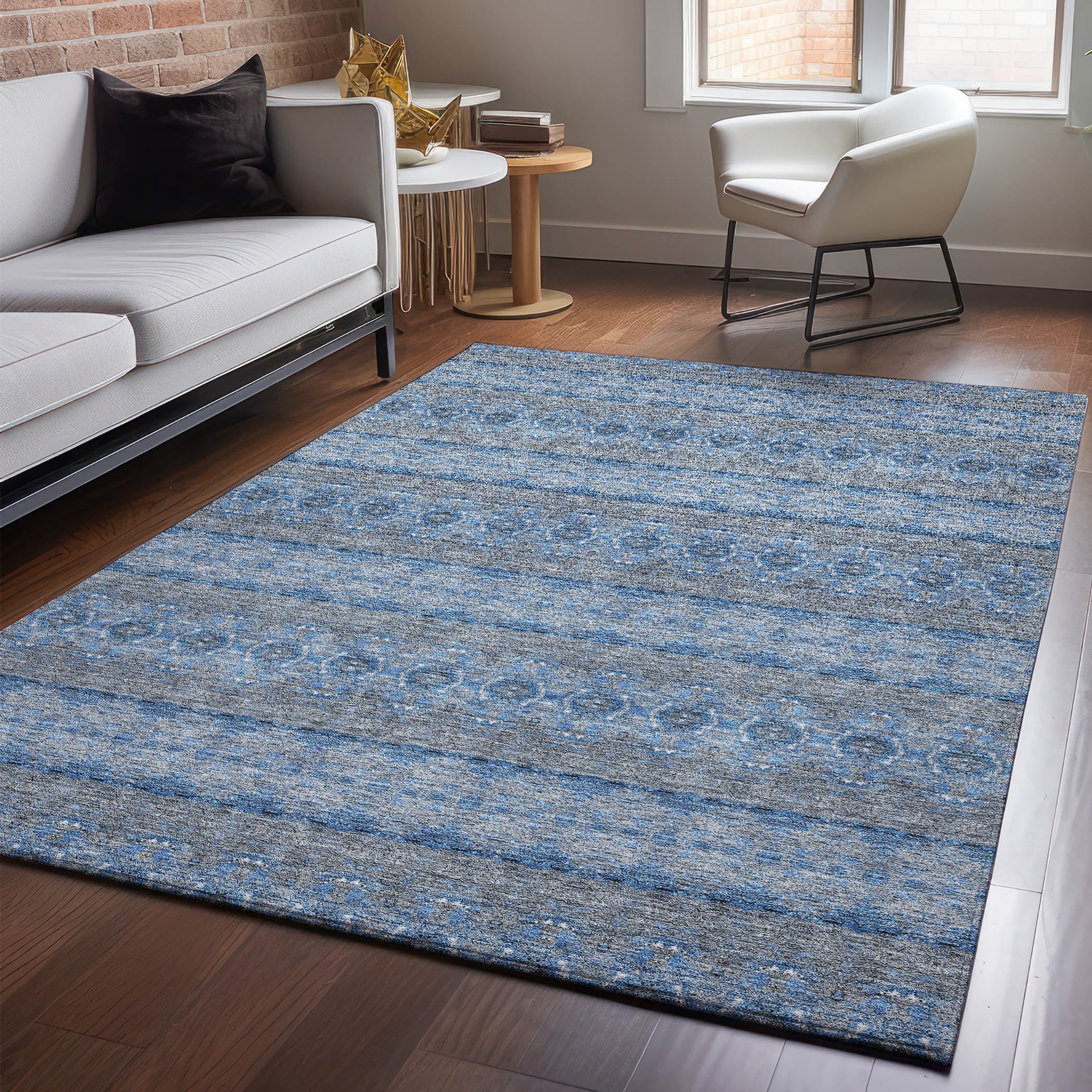 Addison Rugs AMF615NA3X5 Mayfield AMF615NA 3 x 5 (ft) Loomed Polyester Navy Rectangular Indoor Geometric Machine washable Area rug