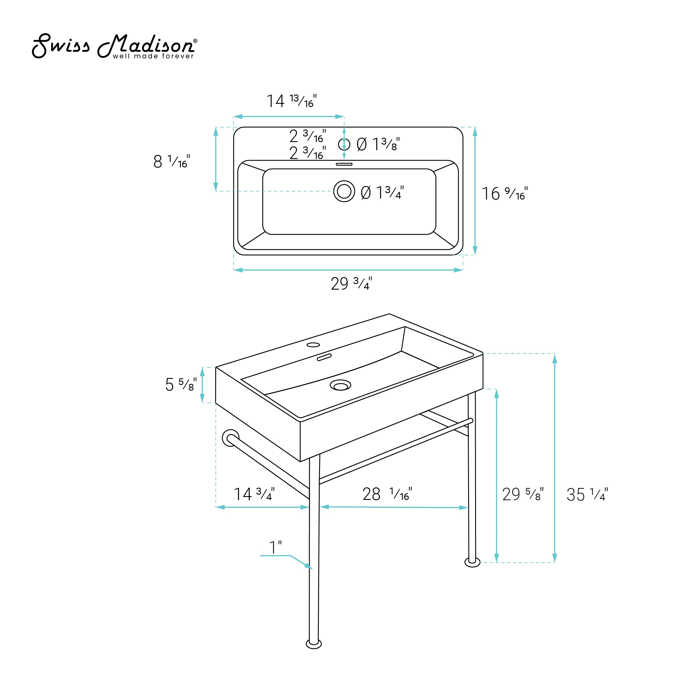 Swiss Madison SM-25-CSREI08BK Console-Sinks - View #7