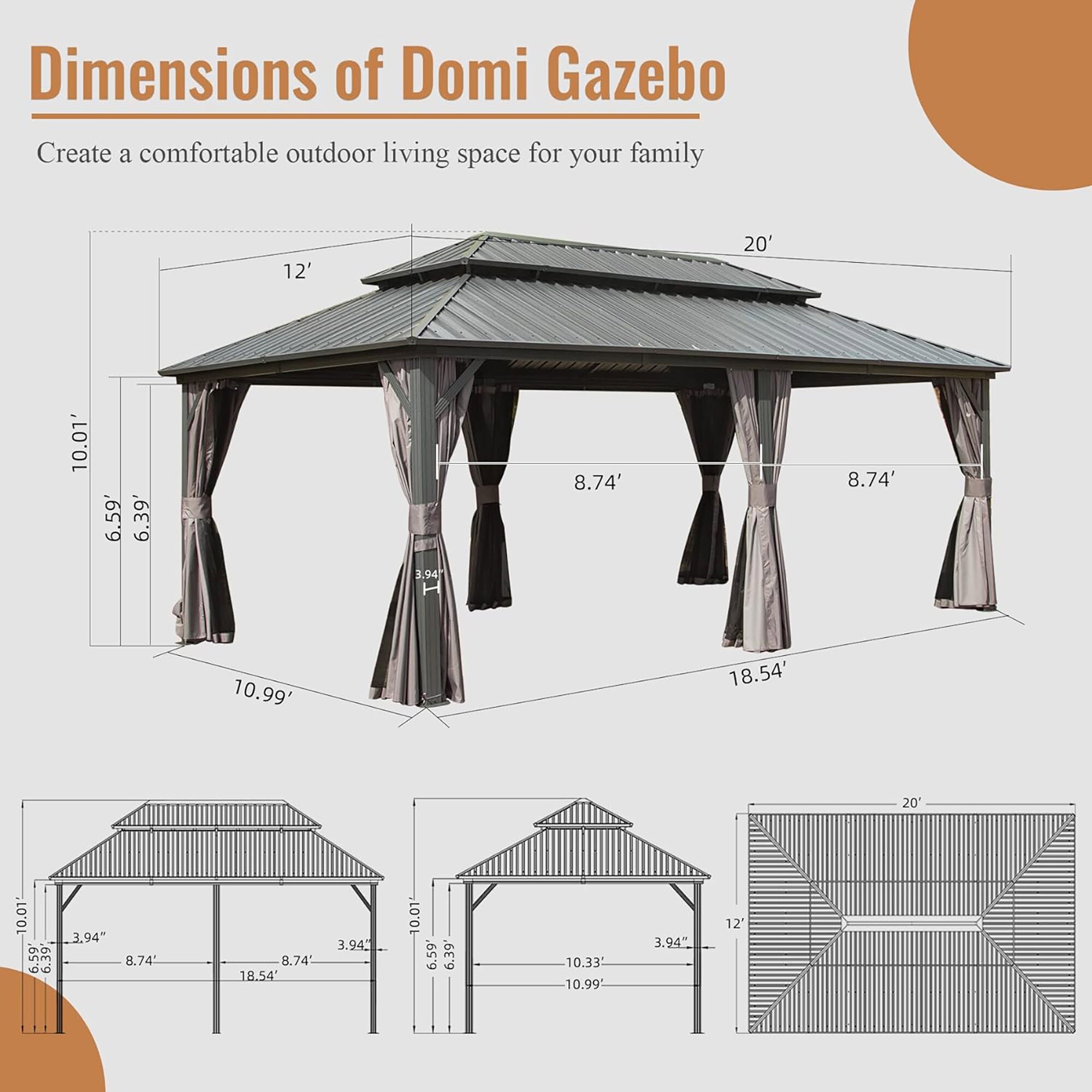 CASAINC CA-H201-4 Wood-Resin-Gazebos - View #2