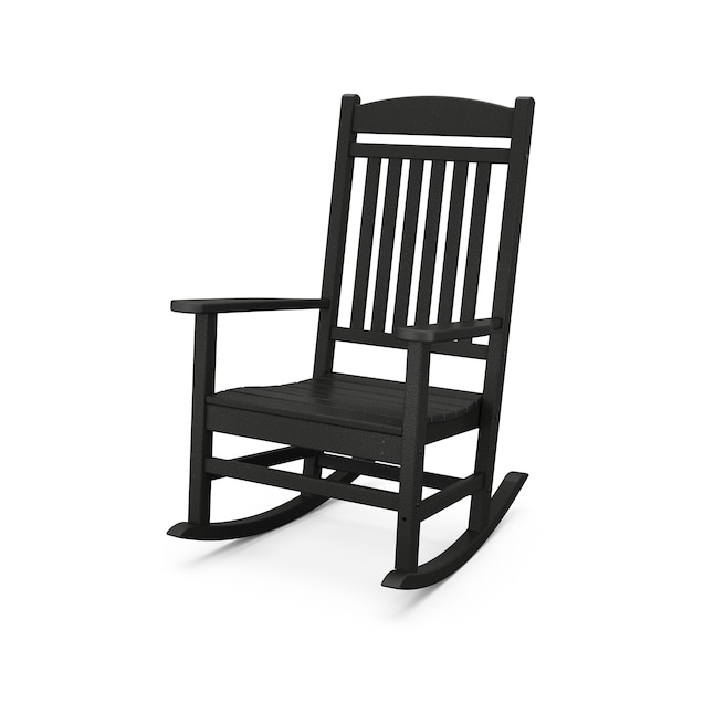 Trex Outdoor Furniture Seaport Charcoal Black Plastic Frame Rocking Chair S With Slat Seat In The Patio Chairs Department At Com - Patio Furniture Rocking Chairs