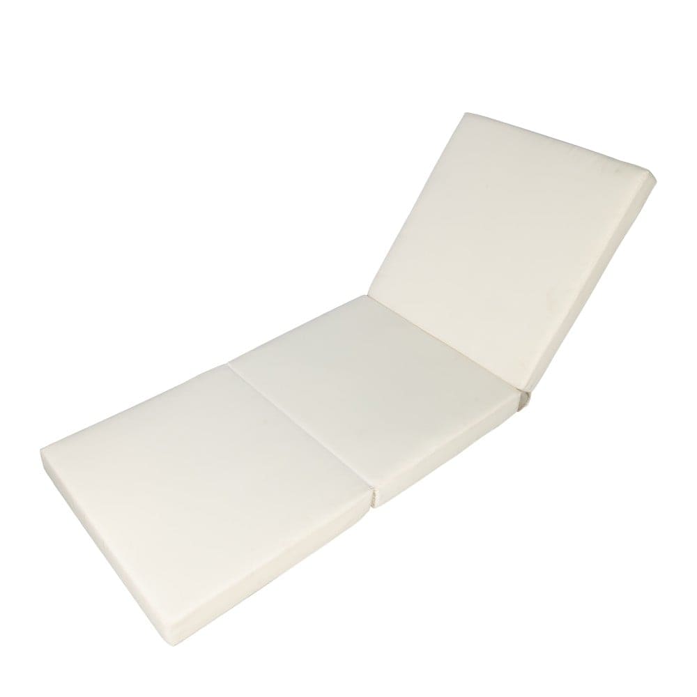 Coolbibila ISAAC-PCUSH-CREAM Water Resistant Triple Fold Chaise Lounge  Cream Cushion 77 x 27 x 4 Inch Fabric Outdoor Patio Seat Pad Gray