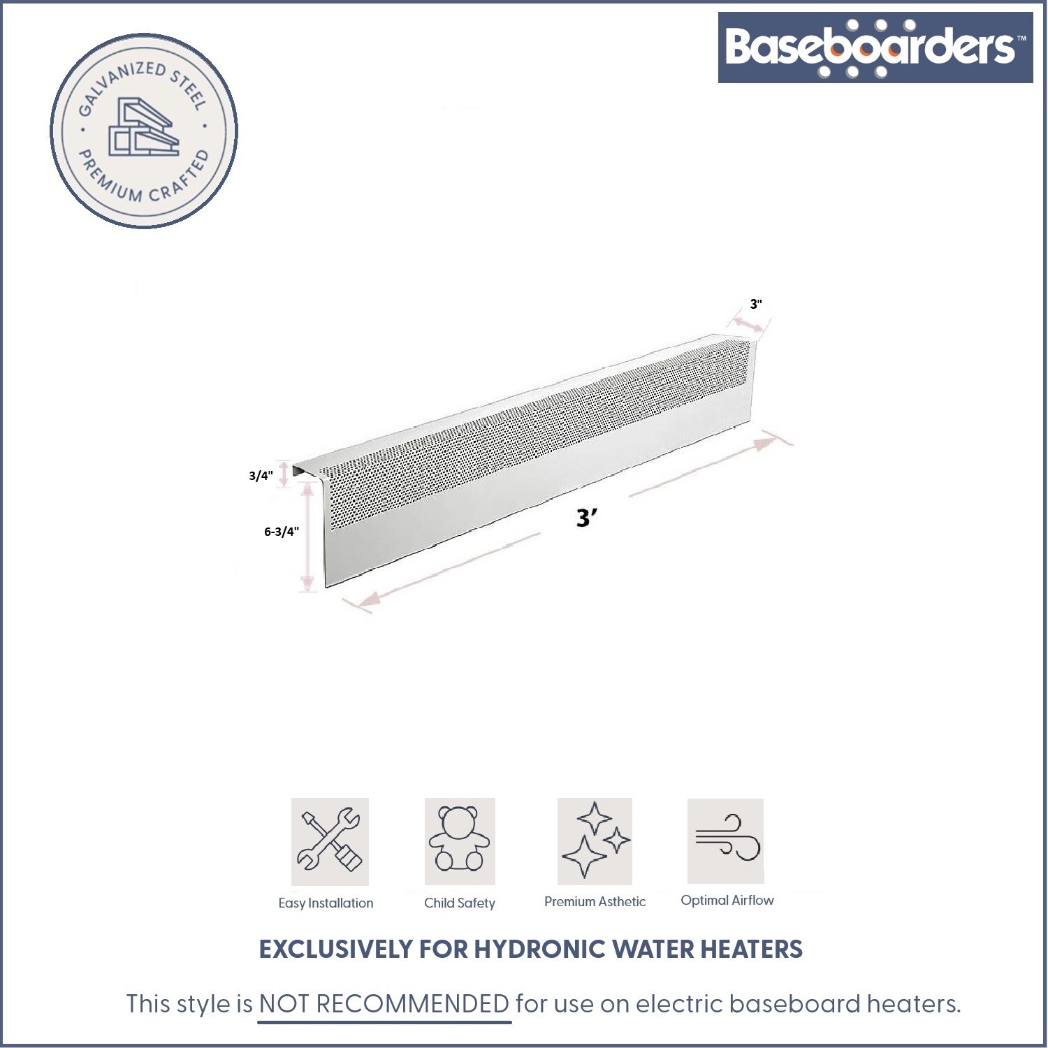 Baseboarders BC001-36-WHT Baseboard-Heater-Covers - View #2