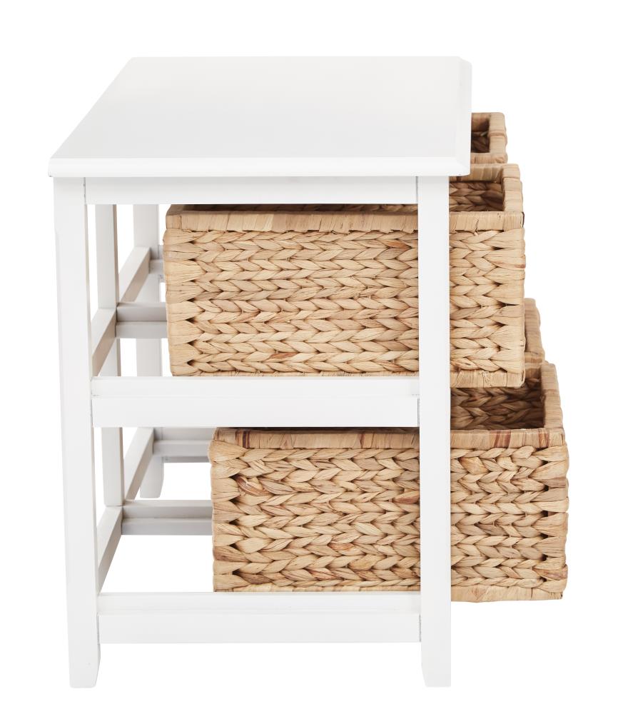 White Two-Tier Storage Unit with Natural Baskets