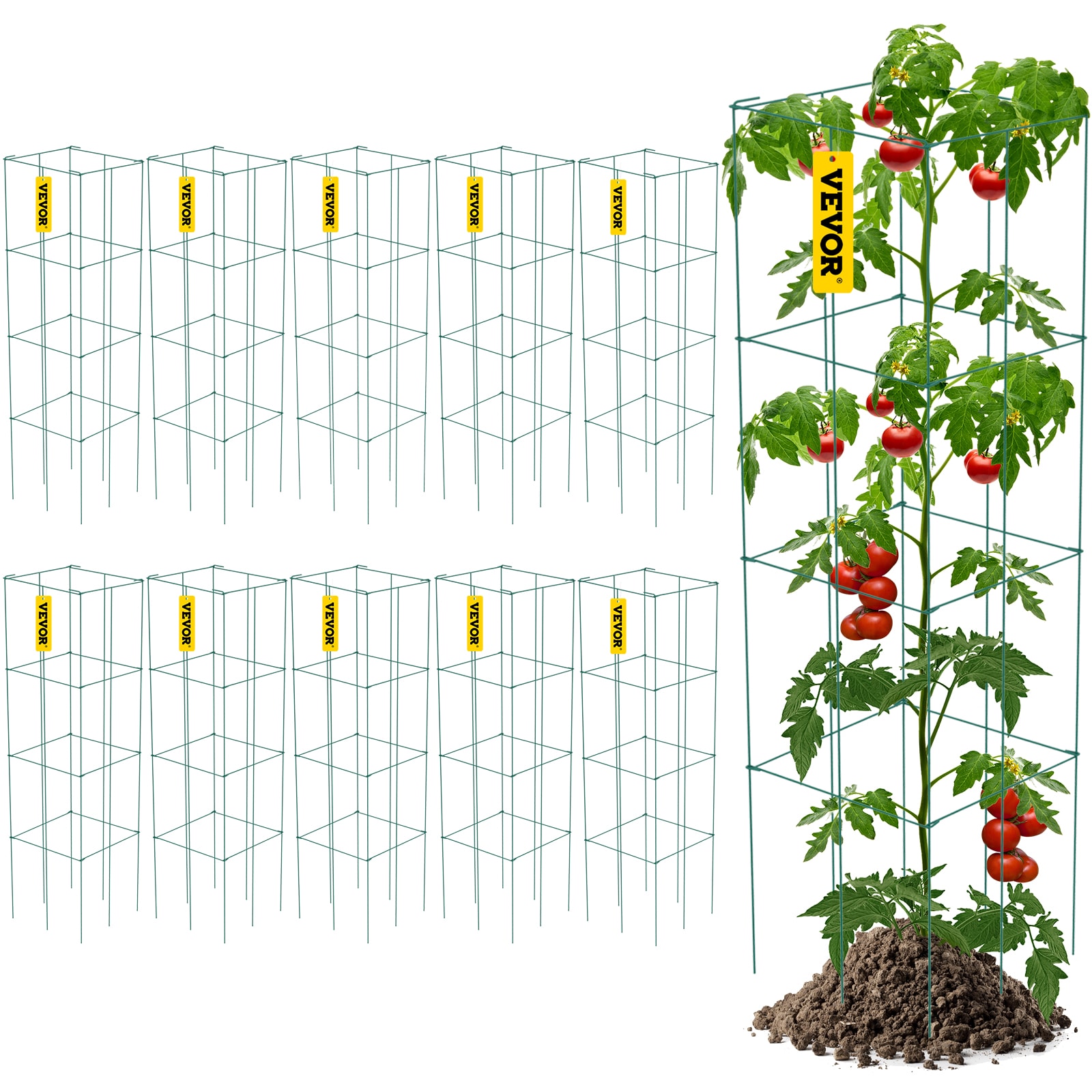 VEVOR FXKZDFQZZ12468SD0V0 46-Inches Galvanized steel wire Square Tomato Cage