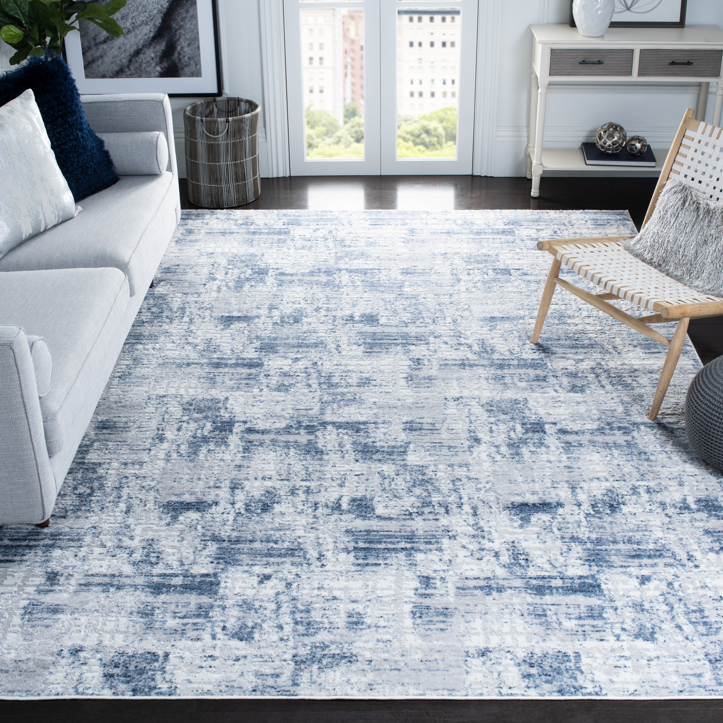Safavieh ALA786N-9 Amelia Oristo 9 x 12 (ft) Loomed Synthetic Navy/Light Gray Rectangular Indoor Abstract Area rug