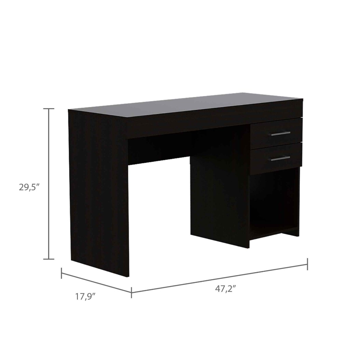 HomeRoots 4000403780 47.2-in Black Modern/Contemporary Poplar Computer desk