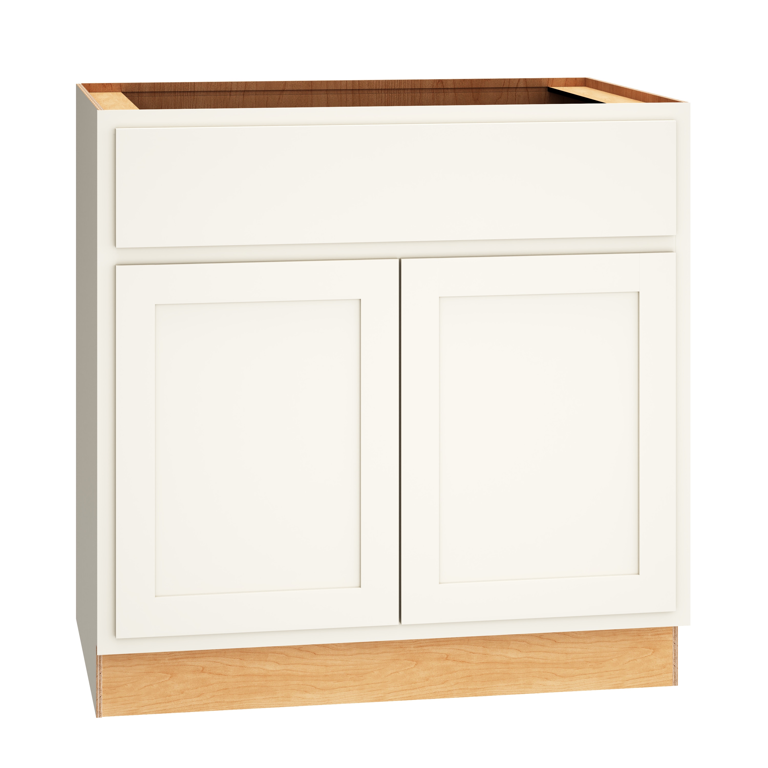 Diamond Express Jamestown 36-in W x 34.5-in H x 24-in D White Partial Overlay 2-Drawer Base Fully Assembled Plywood Cabinet (Recessed Panel Shaker Style)