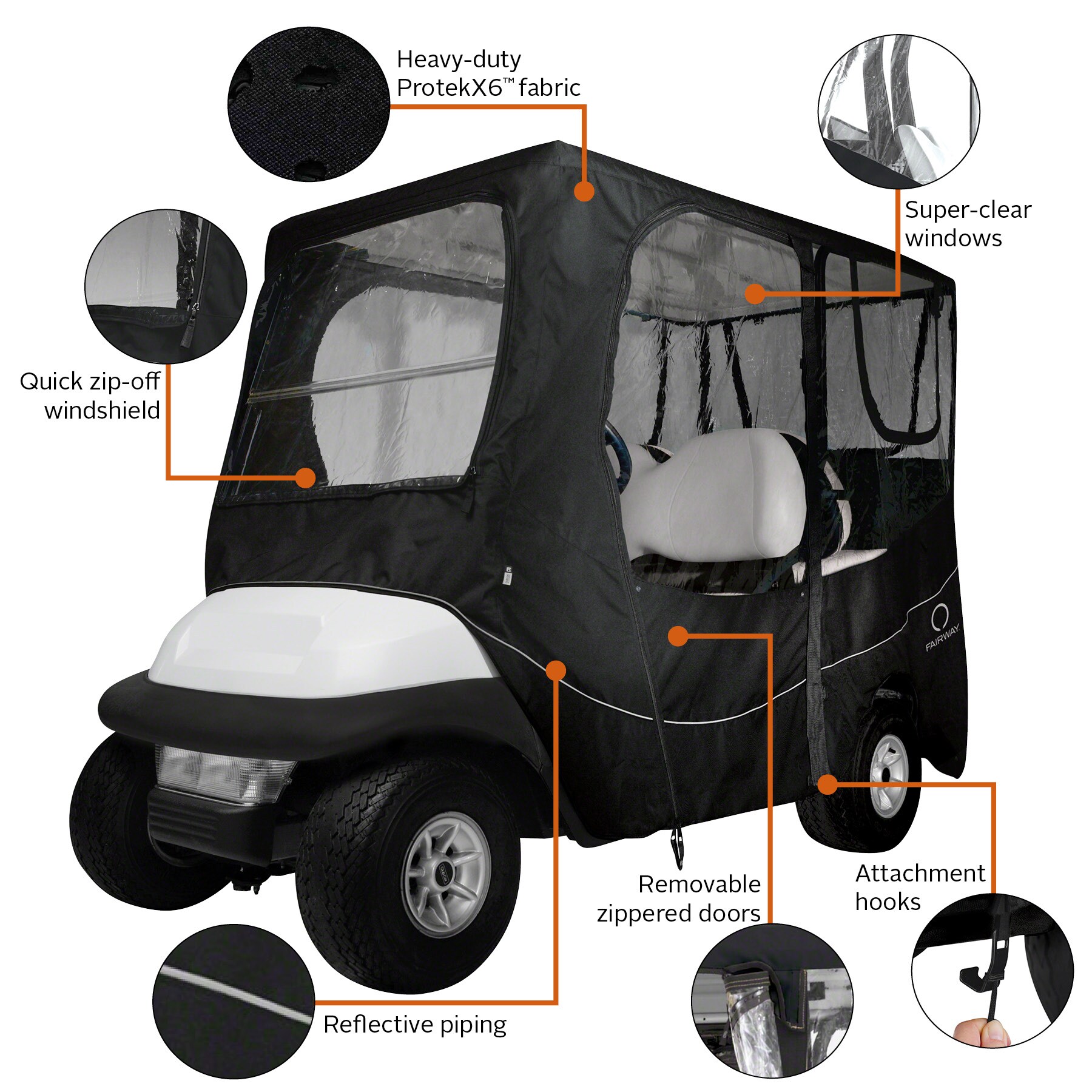 Classic Accessories Fairway Golf Cart Soft Enclosure for Most Four ...