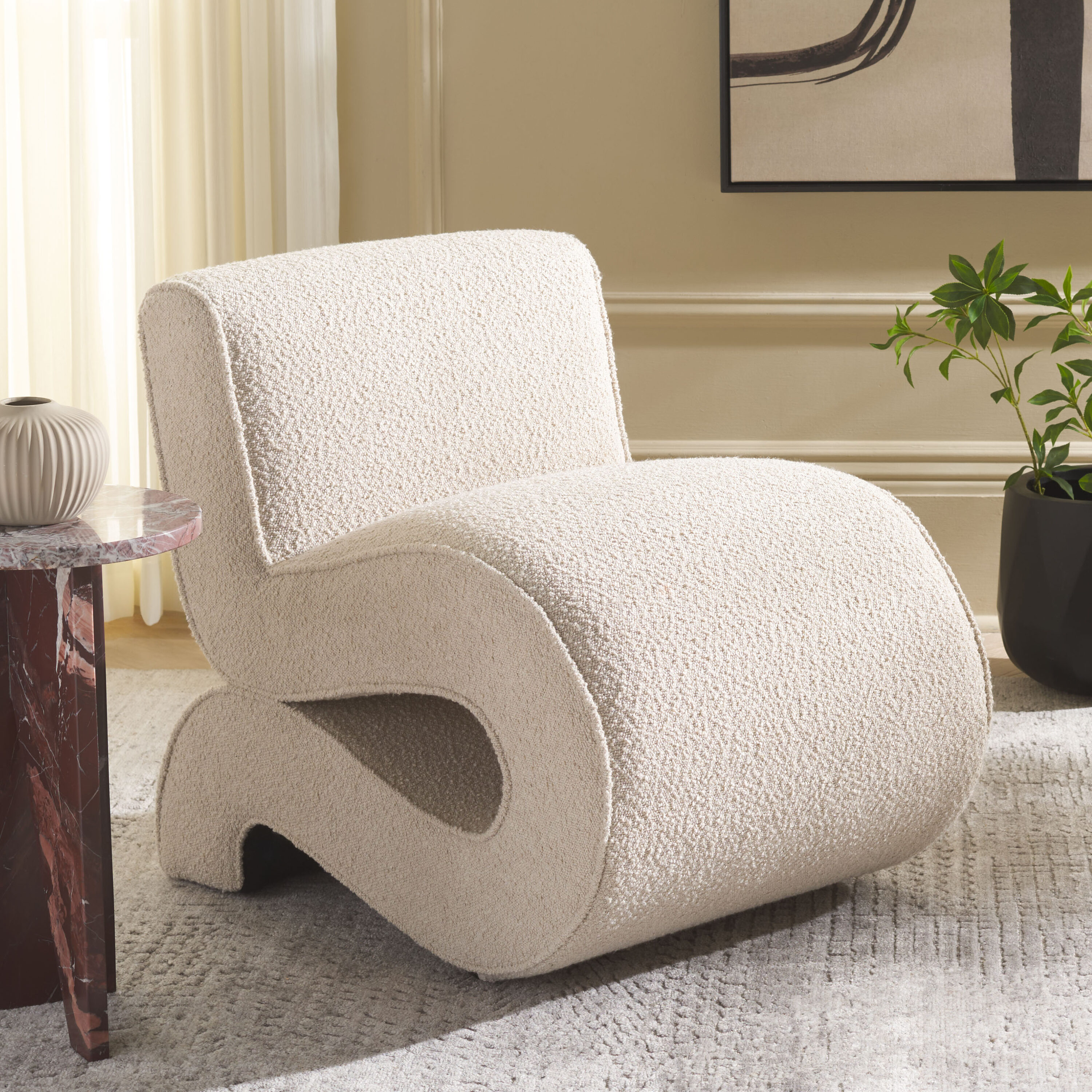 Safavieh ACH1308A Modern Beige Boucle Accent Chair