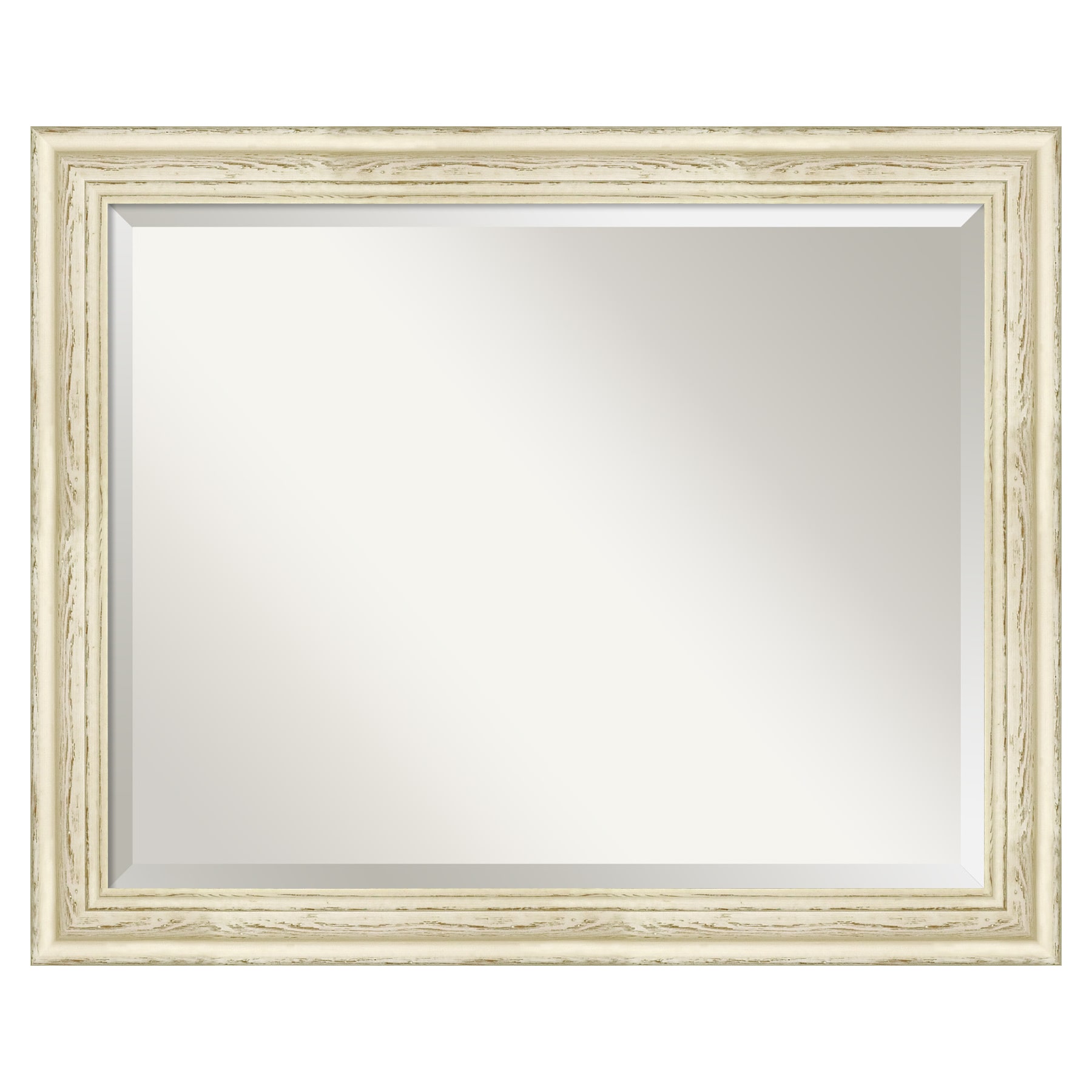 Amanti Art DSW3572558 Country Whitewash 32.25-in x 26.25-in Framed Rectangle Bathroom Vanity Mirror ( Distressed Cream,White )