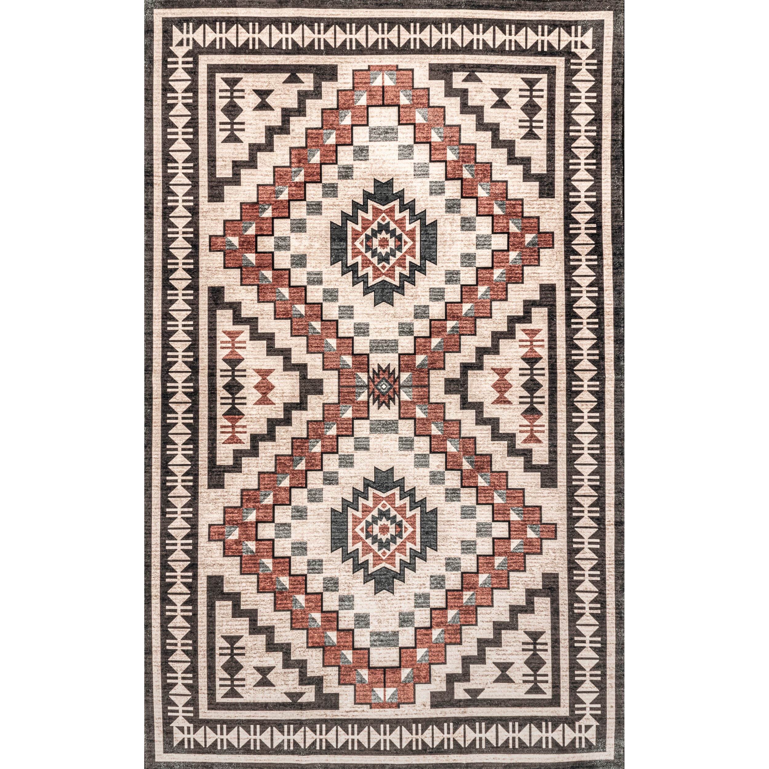 Beige Southwestern Medallion 8' x 10' Washable Area Rug