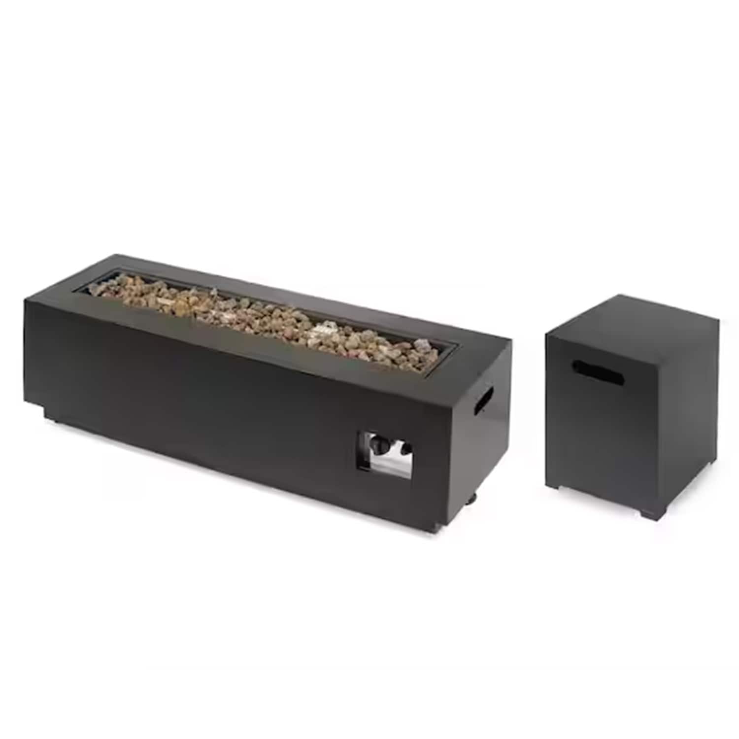 ToolCat PG2-56-PT 48-in W Gray+Brown+Gold Iron Rectangle Tabletop Liquid propane Fire pit table