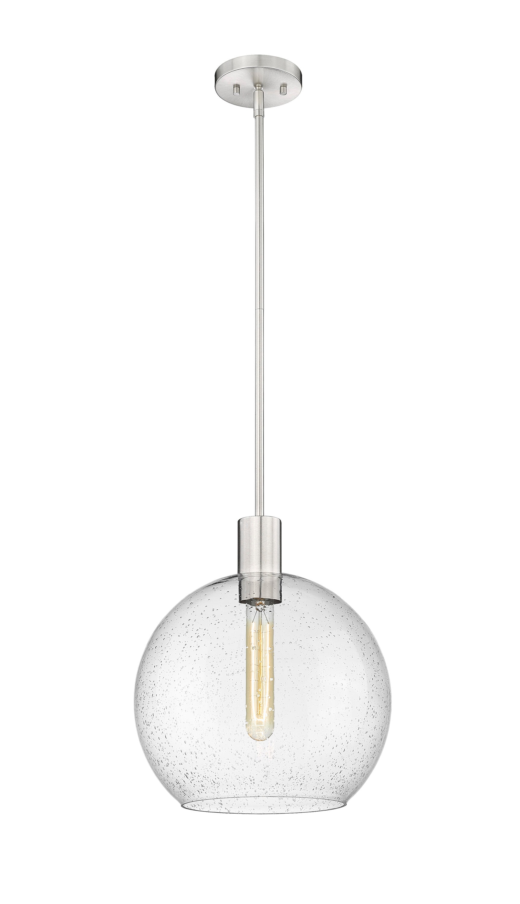 Brushed Nickel Globe Pendant with Clear Glass Shade