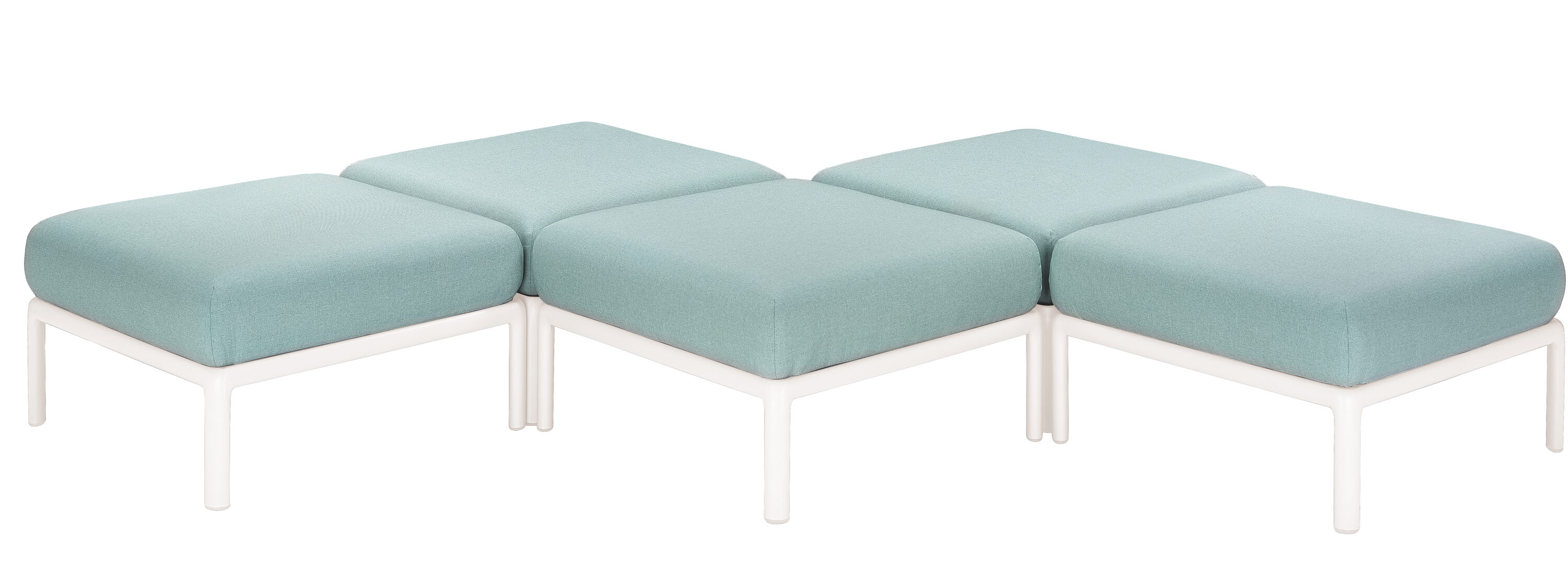 Laurel White Seafoam Outdoor Ottoman with Sunbrella Cushion