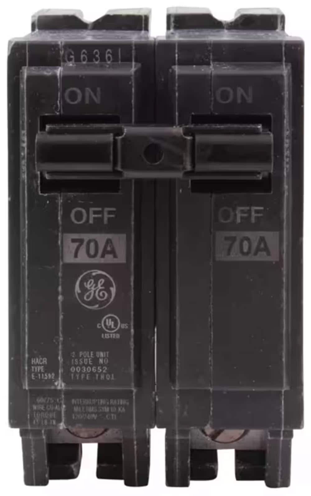 GE THQL2170 Q-Line THQL 70-amp 2 -Pole Standard trip Circuit Breaker