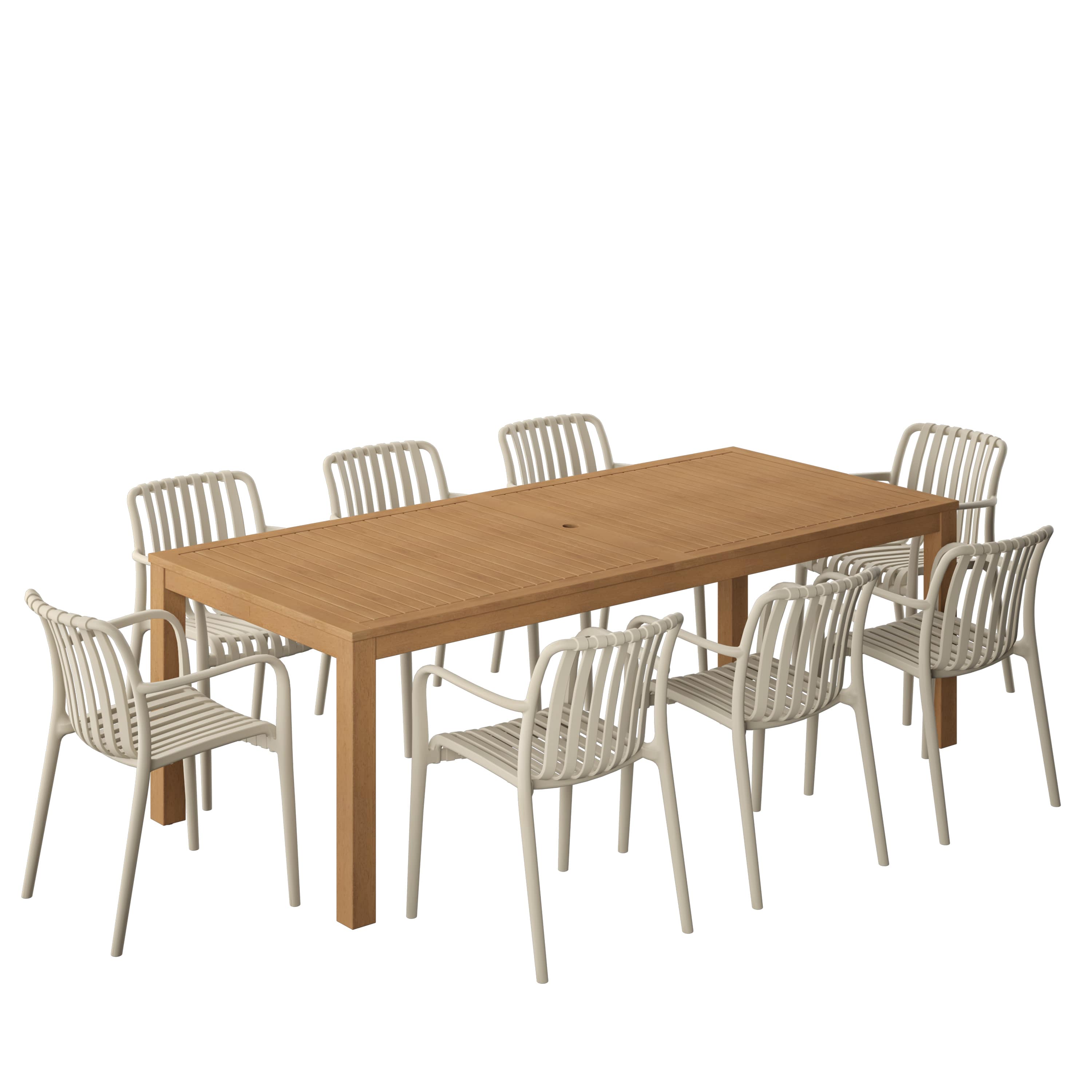 Amazonia ALALOT-8-CURA-SD Urban Elements Cebu Patio Dining Set for 8 – Perfect for Family and Friends - Modern and Stylish Dining Table with Chairs