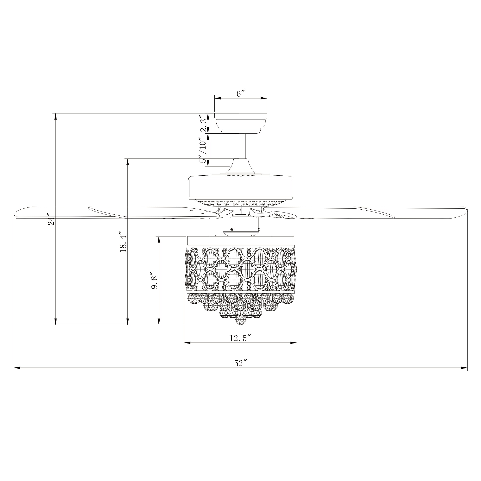 Home Accessories Inc CFL-8458REMO/CH Ceiling-Fans - View #6