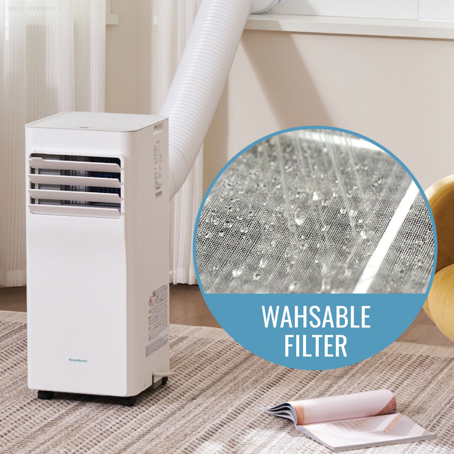 Keystone White Portable Air Conditioner with Remote and Sleep Mode