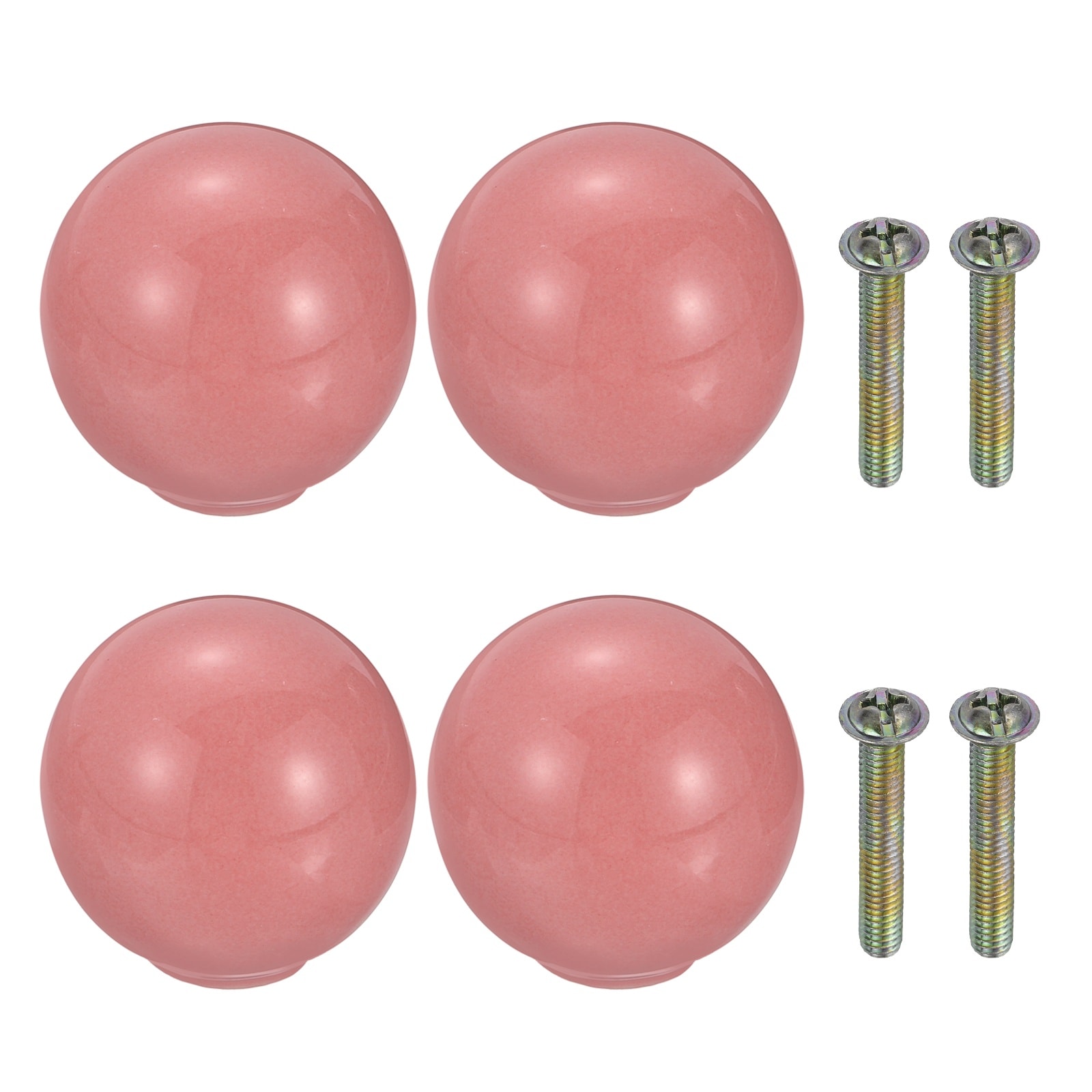 Unique Bargains 4pcs Ceramic Knobs 33mm/1.3inch Round Door Pull Knob with Screws Drawer Pull Handles Cute Ceramic Drawer Pulls for Kitchen Bedroom Wardrobe Furniture Cupboard Closet Pink #S26081100UX1823