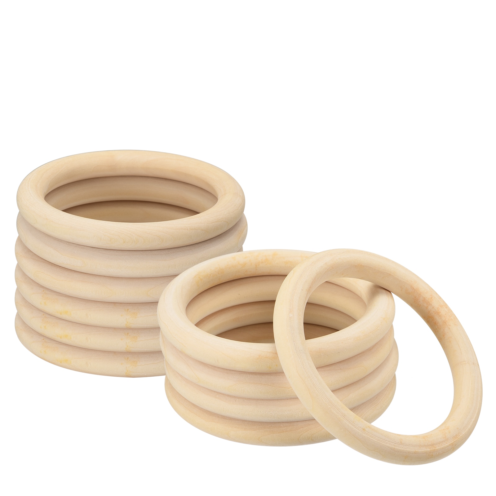 Unique Bargains 12pcs 90mm(3.5-inch) Natural Wood Rings 10mm Thick Smooth Unfinished Wooden Circles for DIY Crafting Knitting Macrame Pendant