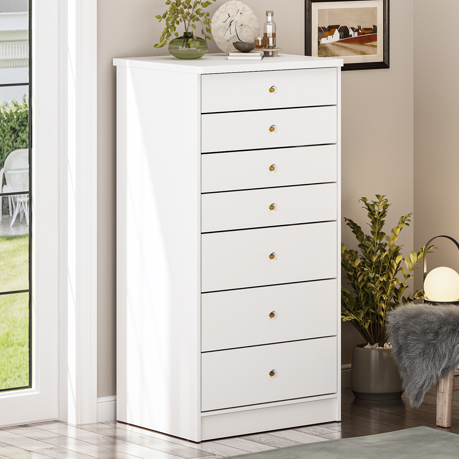 FUFU&GAGA Contemporary White Composite 10-Drawer Dresser with Spacious Top  for Bedroom Decor - Modern Style, Assembly Required