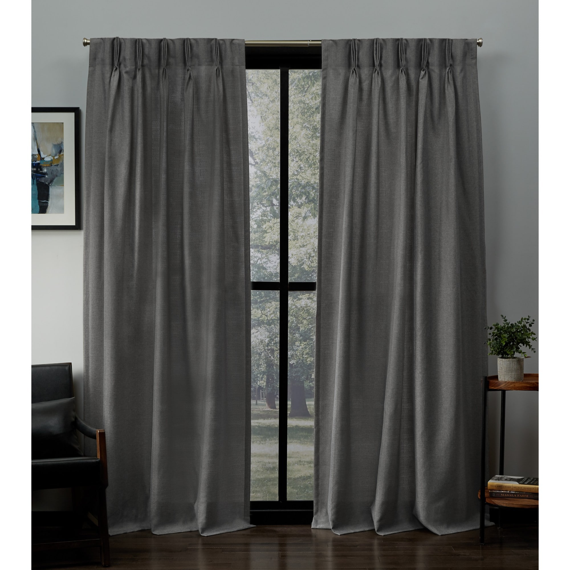 Exclusive Home EH8301-04 2-84P 84-Inches Black pearl Light filtering Pinch pleat Curtain panel pair