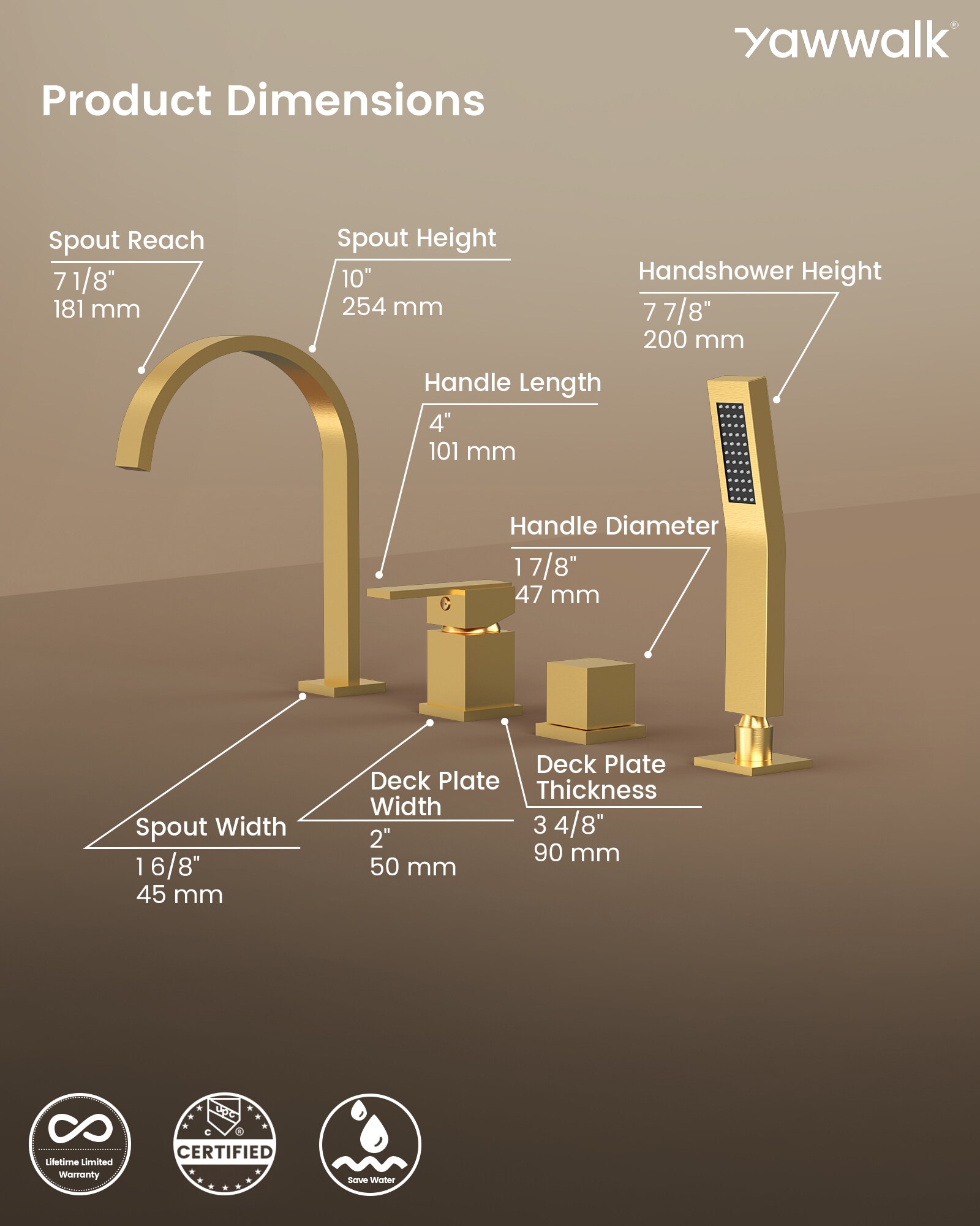 YAWWALK Y11W61-BG Roman-Tub-Faucets - View #8
