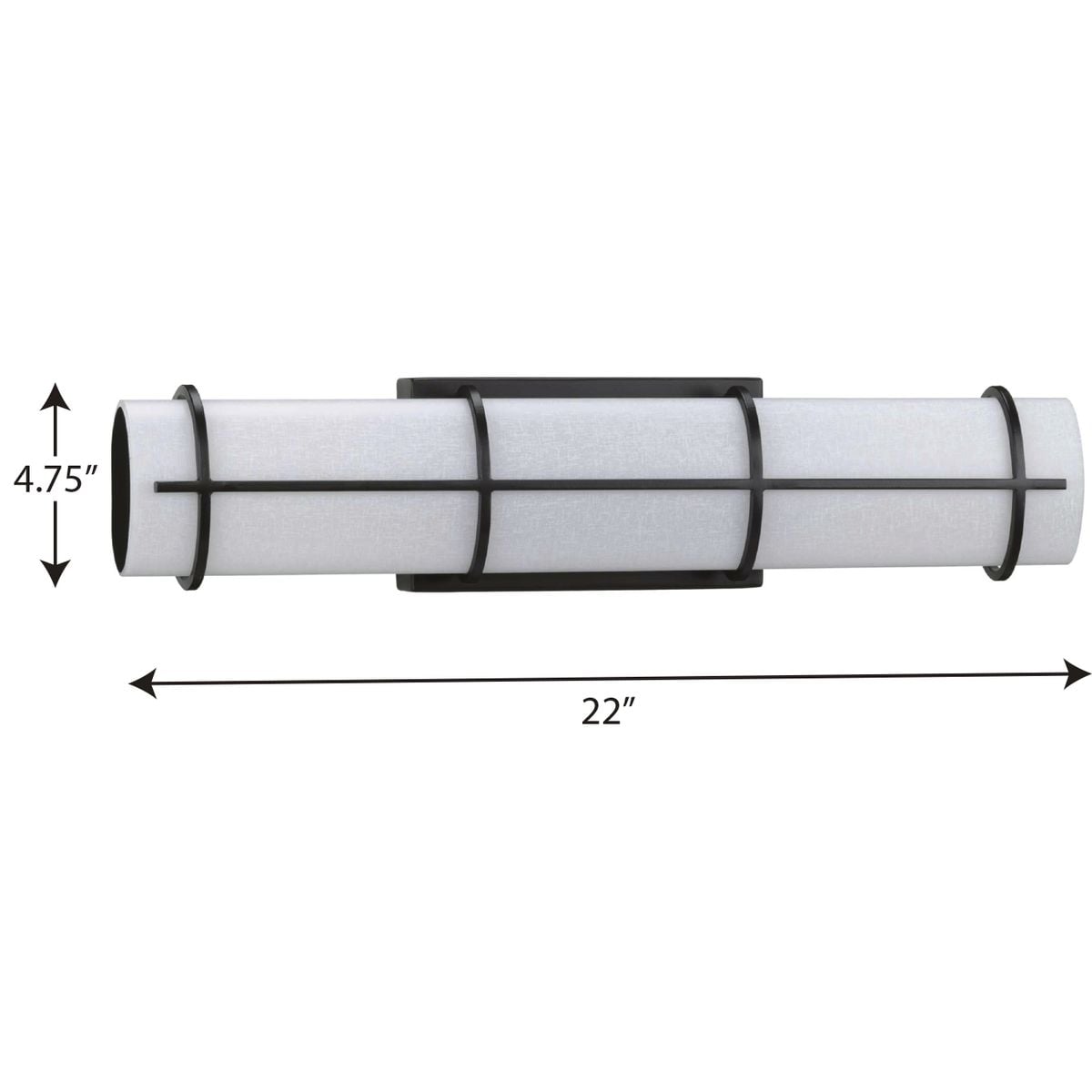 Grid LED 22-Inch Black and White Linen Bath Vanity Light