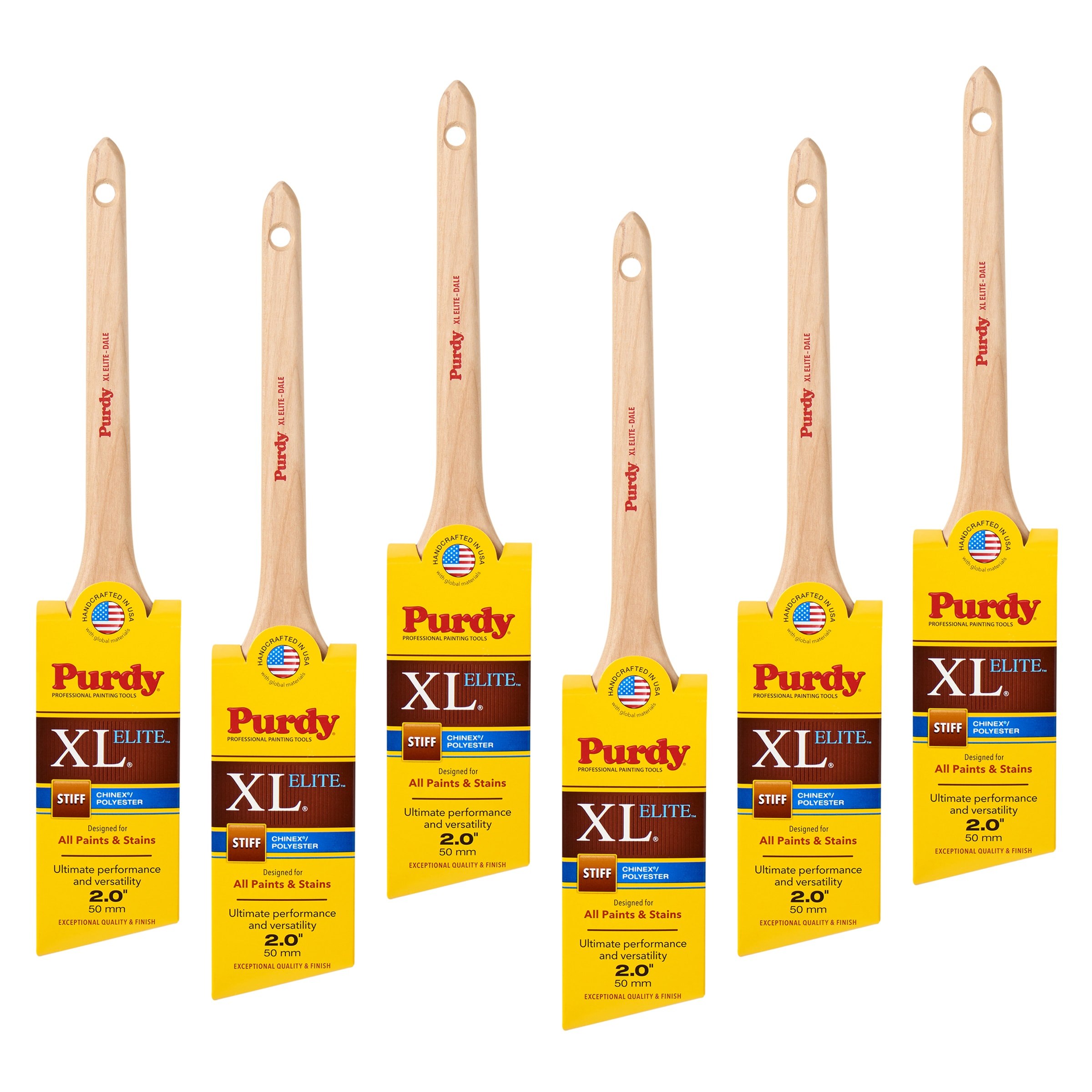 Purdy 144080520SOS XL Elite 2-in Reusable Nylon - polyester blend Angle General purpose brush 6 -Pack