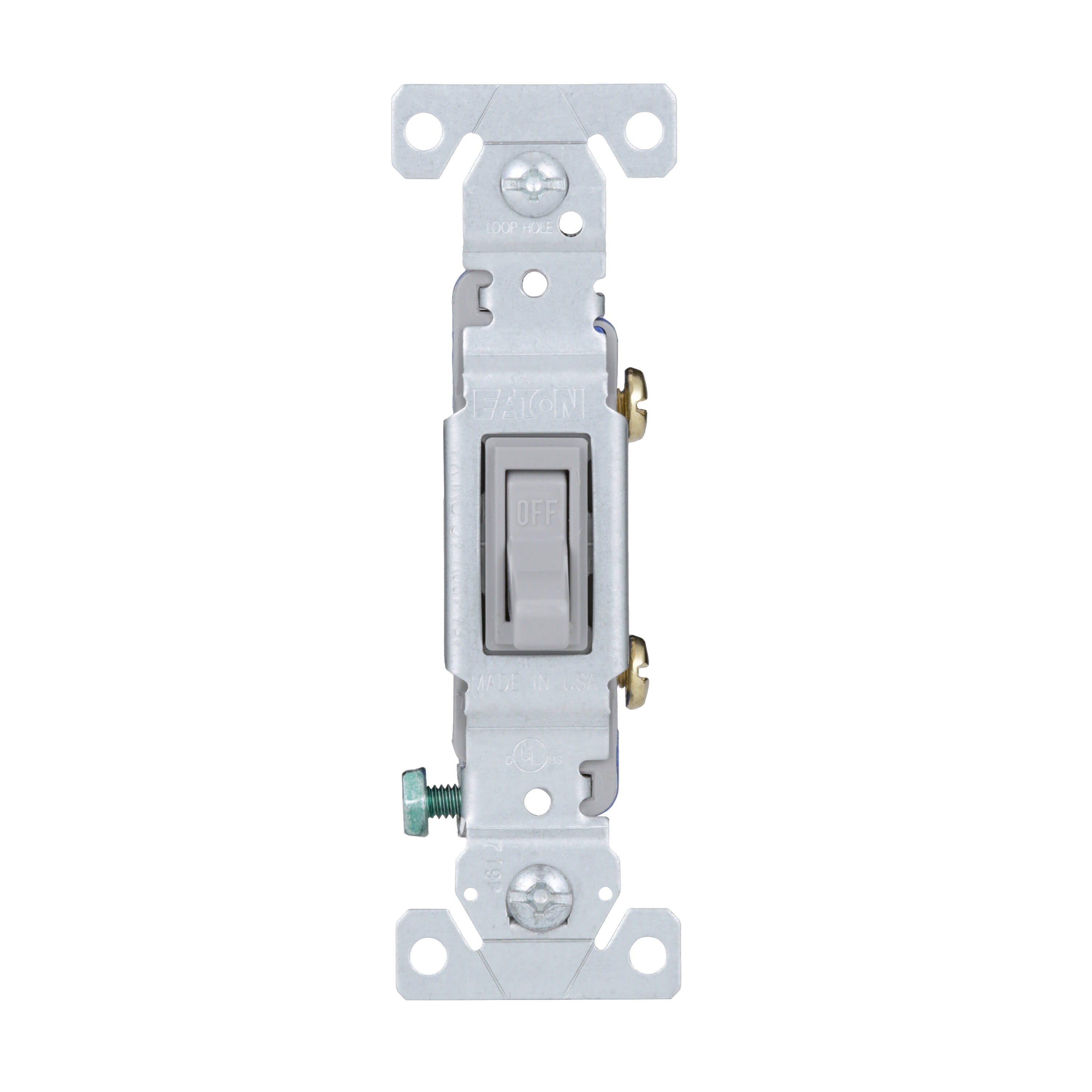Eaton 1301-7GY-SP-LW 15-amp Single-pole Toggle Light Switch , Gray