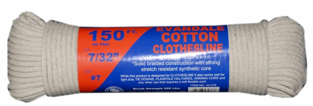7/32 Inch Cotton Clothesline 50 or 100 Feet for Outdoor/Indoor Laundry Line Rope 