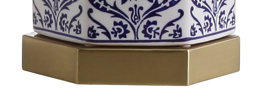 Diana Blue and White Ceramic Ginger Jar Table Lamp with Linen Shade