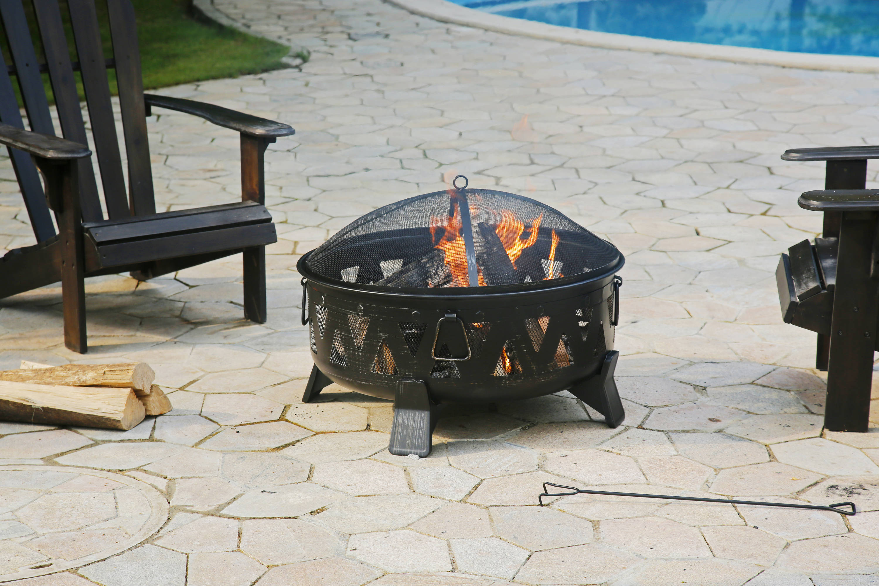Style Selections 29.9-in department the at Fire Black Steel Wood-Burning Fire Pits W in Antique Wood-Burning Pit