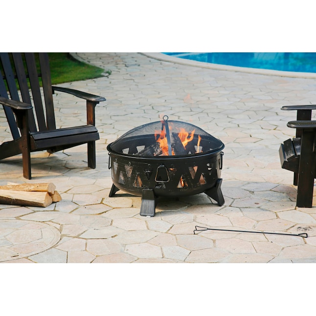 Style Selections 29.9-in W Antique Black Steel Wood-Burning Fire Pit in the  Wood-Burning Fire Pits department at