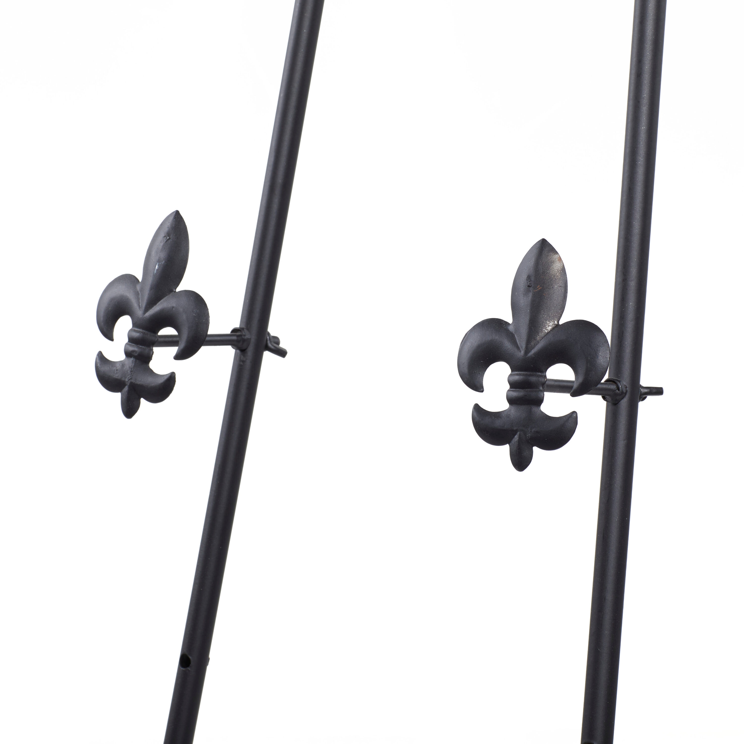 Black Iron Adjustable Floor Easel with Scroll Accents