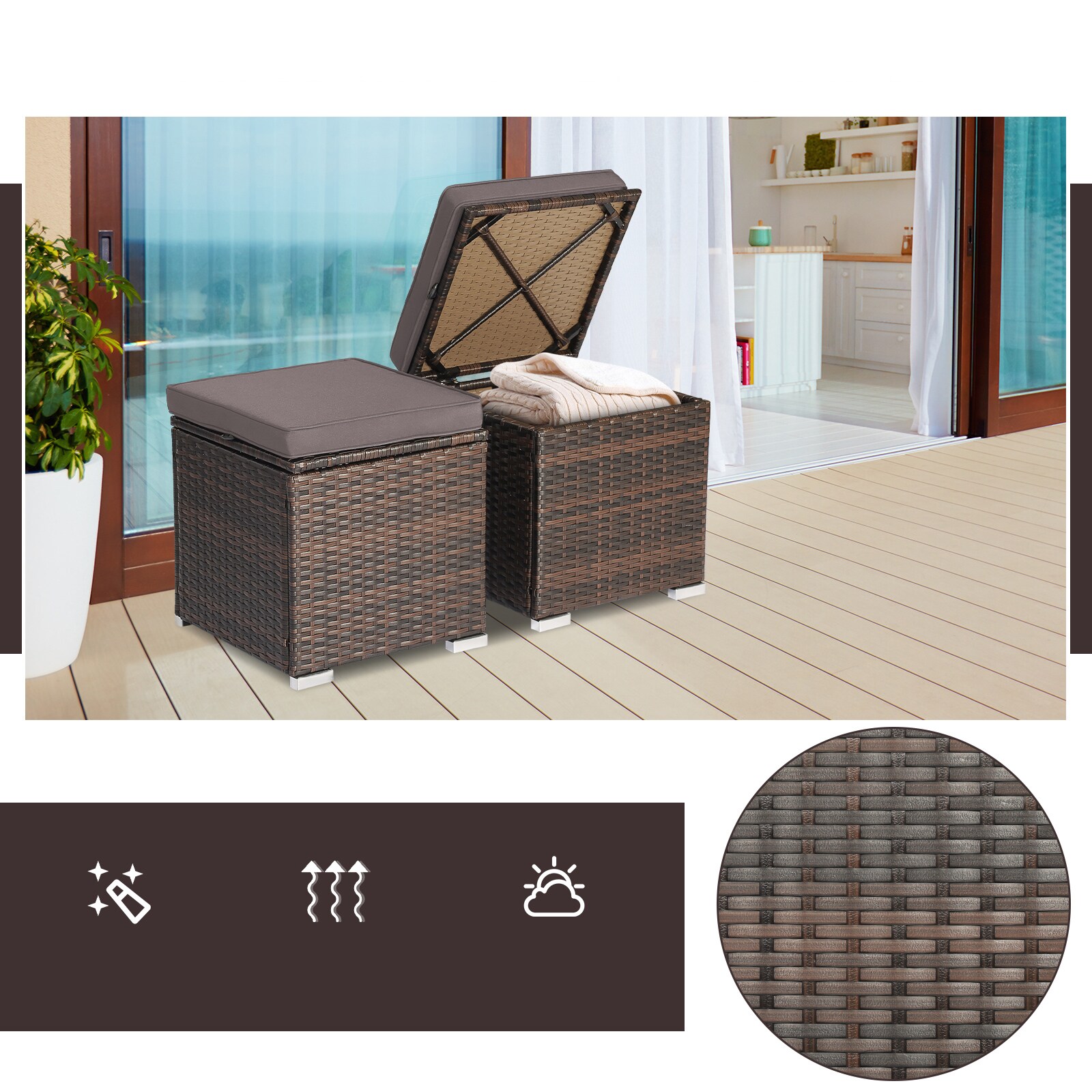 Costway HW70591GR Stools-Ottomans - View #3