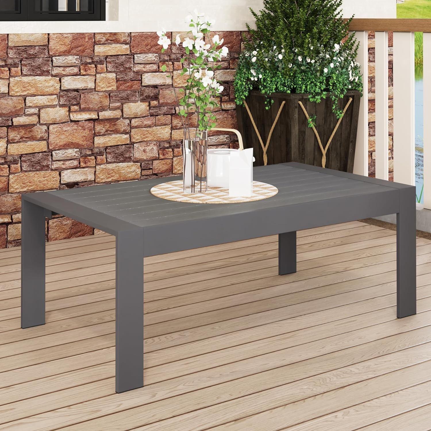 Damerin CZ-TA18 Patio Tables Rectangle Outdoor Coffee 24-in W x 43-in L