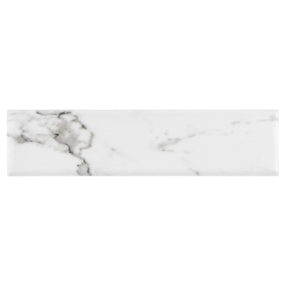 Affinity Tile S1FCD3TCB Sample- Timeless Brick Calacatta 2-in x 10-in Matte Porcelain Marble Look Floor and Wall Tile