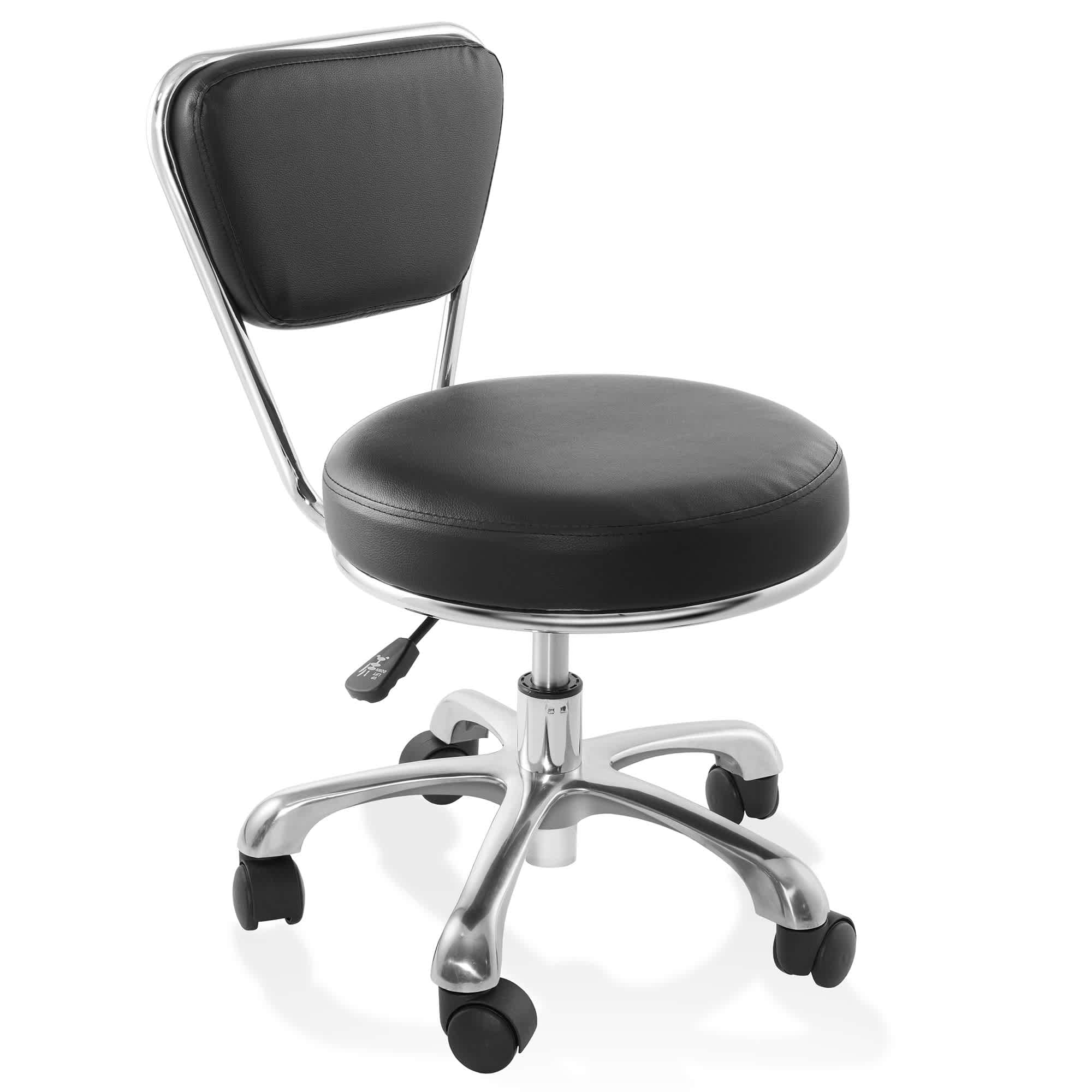 Saloniture SAL-STOOL-517-BLK Rolling Hydraulic Salon Stool Adjustable Backrest - Black