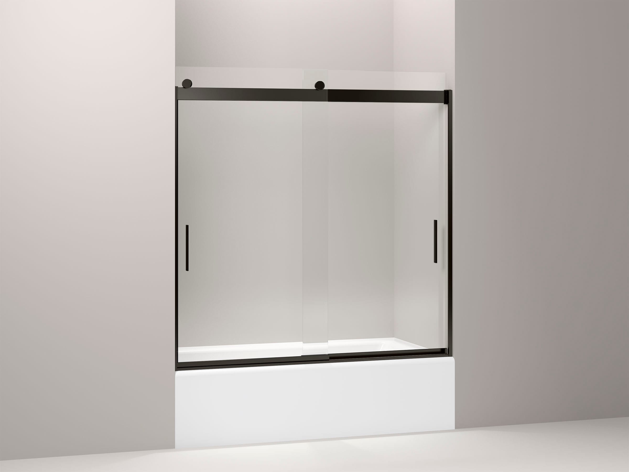 KOHLER 706002-L-ABZ Levity Anodized Dark Bronze 56-in to 60-in W x 59.75-in H Frameless Bypass Sliding Soft Close Bathtub door
