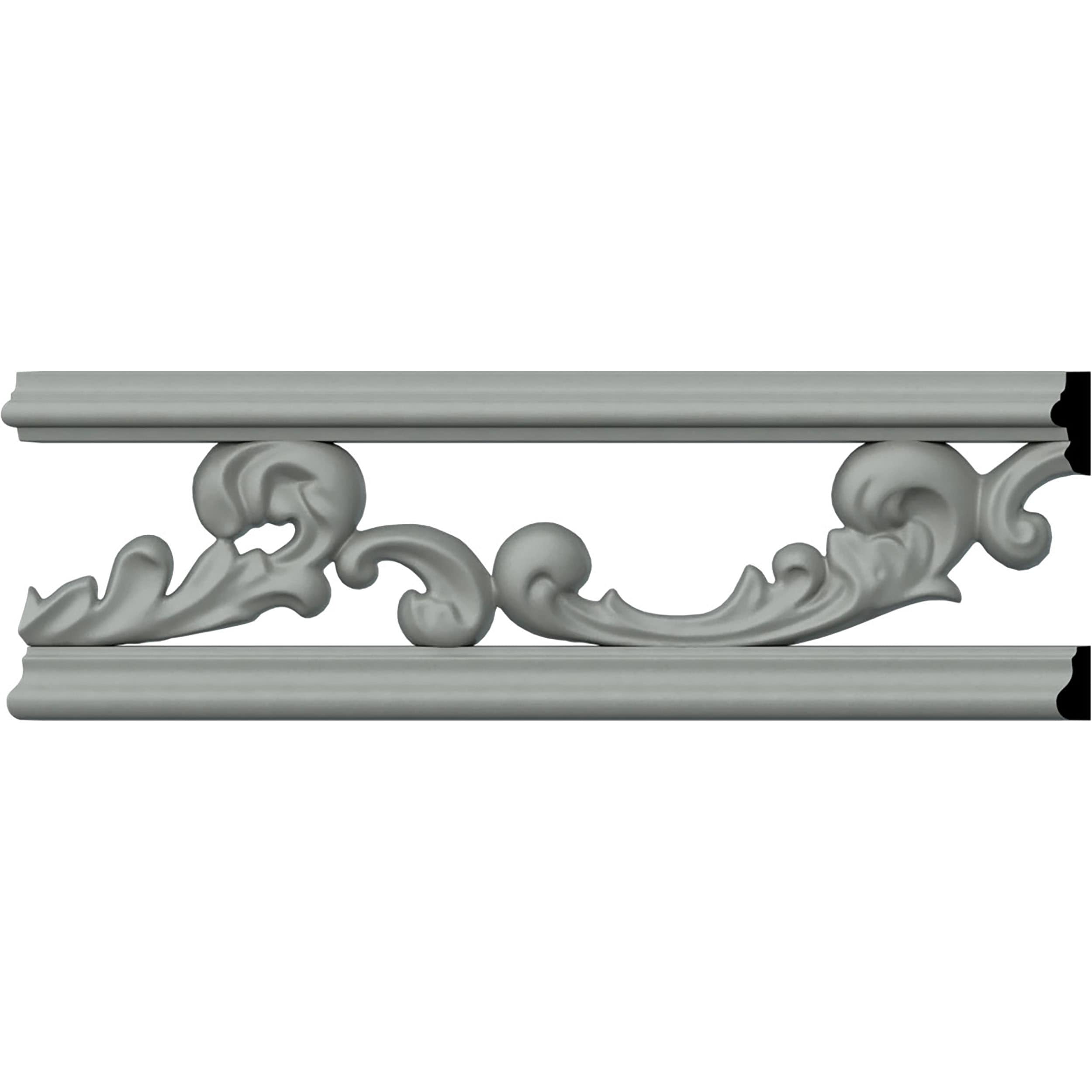 Ekena Millwork PML03X00KI Kinsley Pierced Moulding 3-1/4-in x 7-ft 10-1/2-in Primed Urethane Flower 212480 Chair rail Moulding