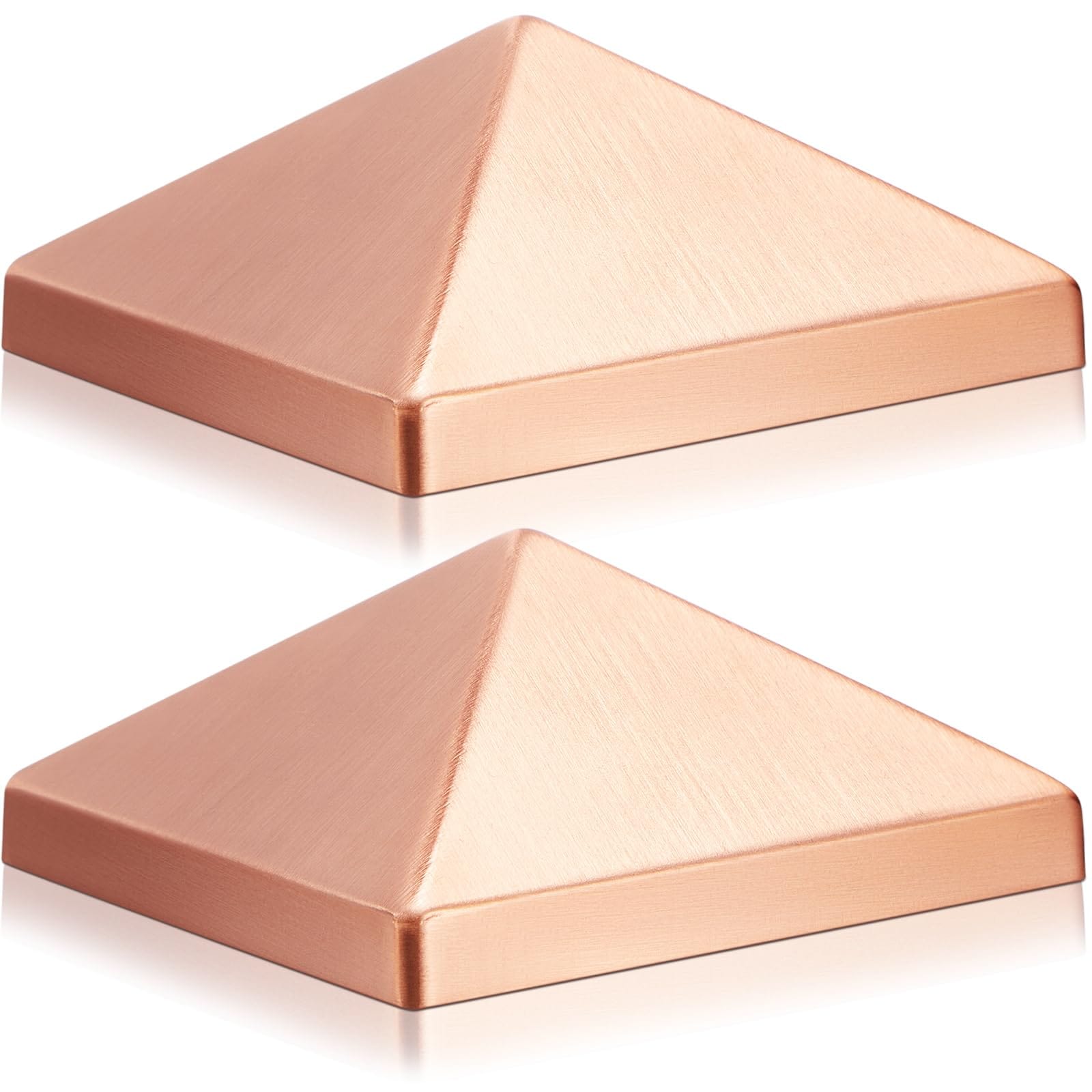 Afoxsos  Solid Copper Pyramid Post Cap 4 x 4 Inch Fits 3.5 x 3.5 Inch Square Fence Posts Set of 2 Durable Outdoor Deck Mailbox Post Covers