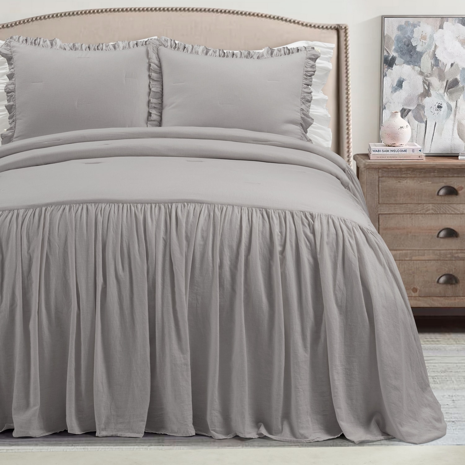 Lush Decor 21T011224 Gray Solid King/California king Bedspread Linen