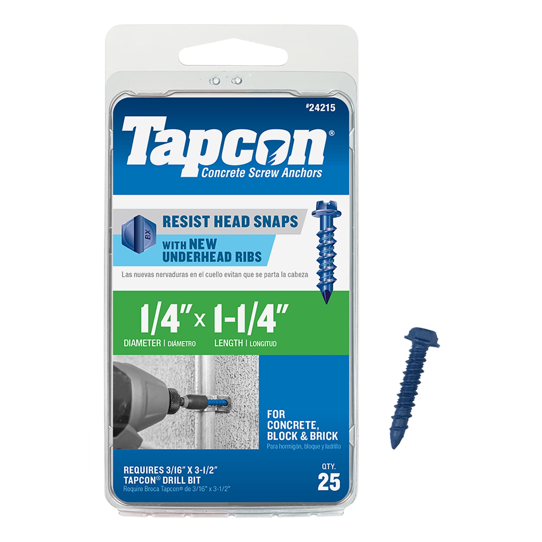 Tapcon 1/4-in x 1-1/4-in Concrete Screws Anchors 25 -Pack #24215