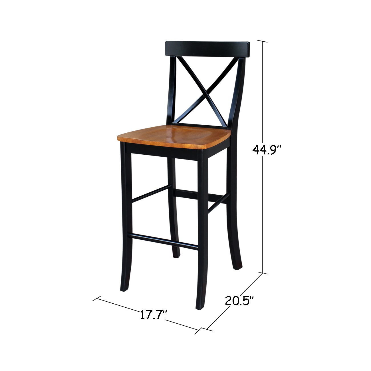 24" Black and Cherry Solid Wood X-Back Counter Stool