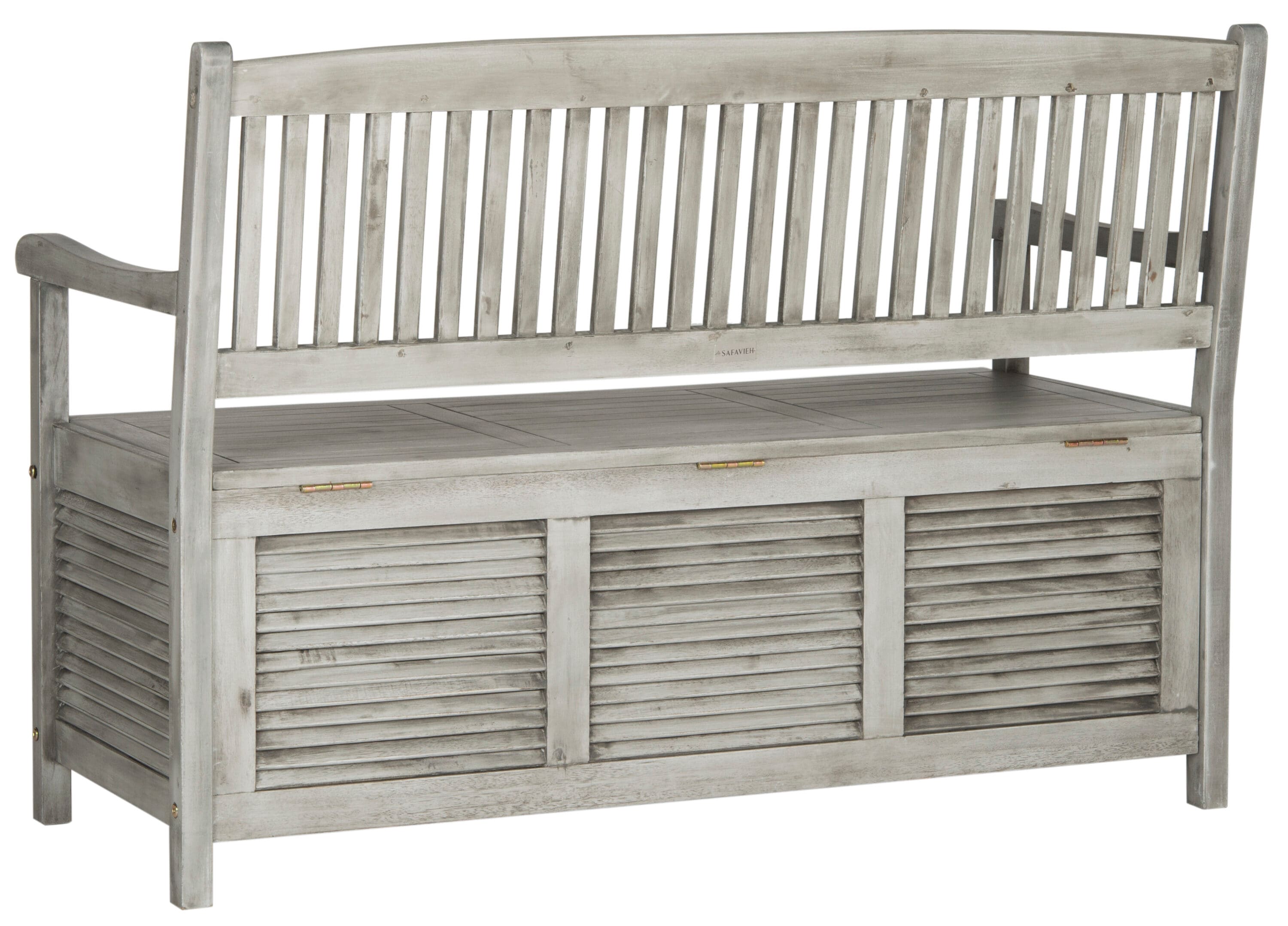 Safavieh PAT7017A Brisbane 50.0-in W x 35.2-in H Gray Acacia Traditional Bench