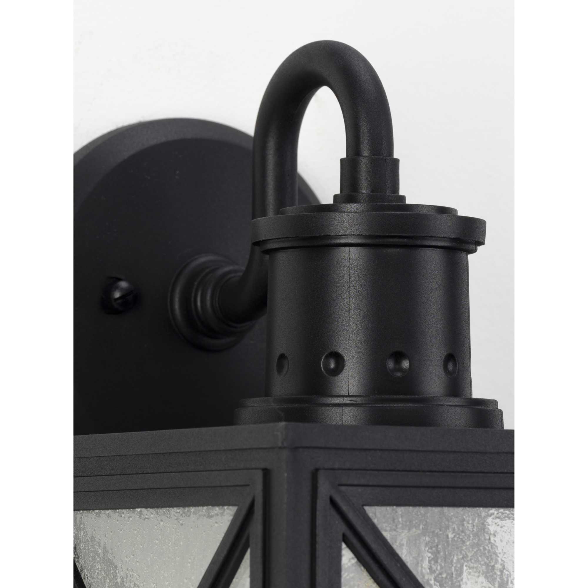 Black Metal Outdoor Lantern with Clear Seeded Glass
