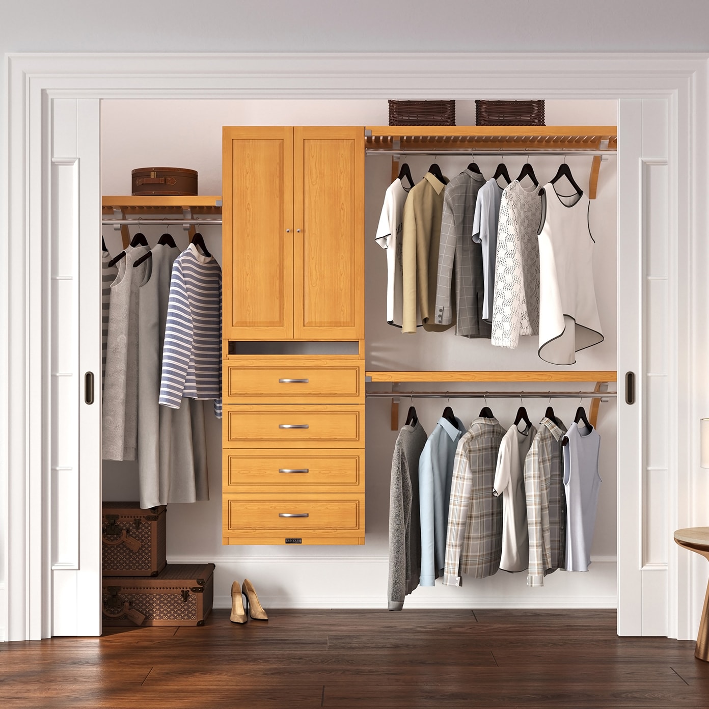 John Louis Home JLH-344WC-H-SD 4-Feet to 10-Feet W x 7-Feet H Honey Maple Ventilated Shelving Wood Closet System