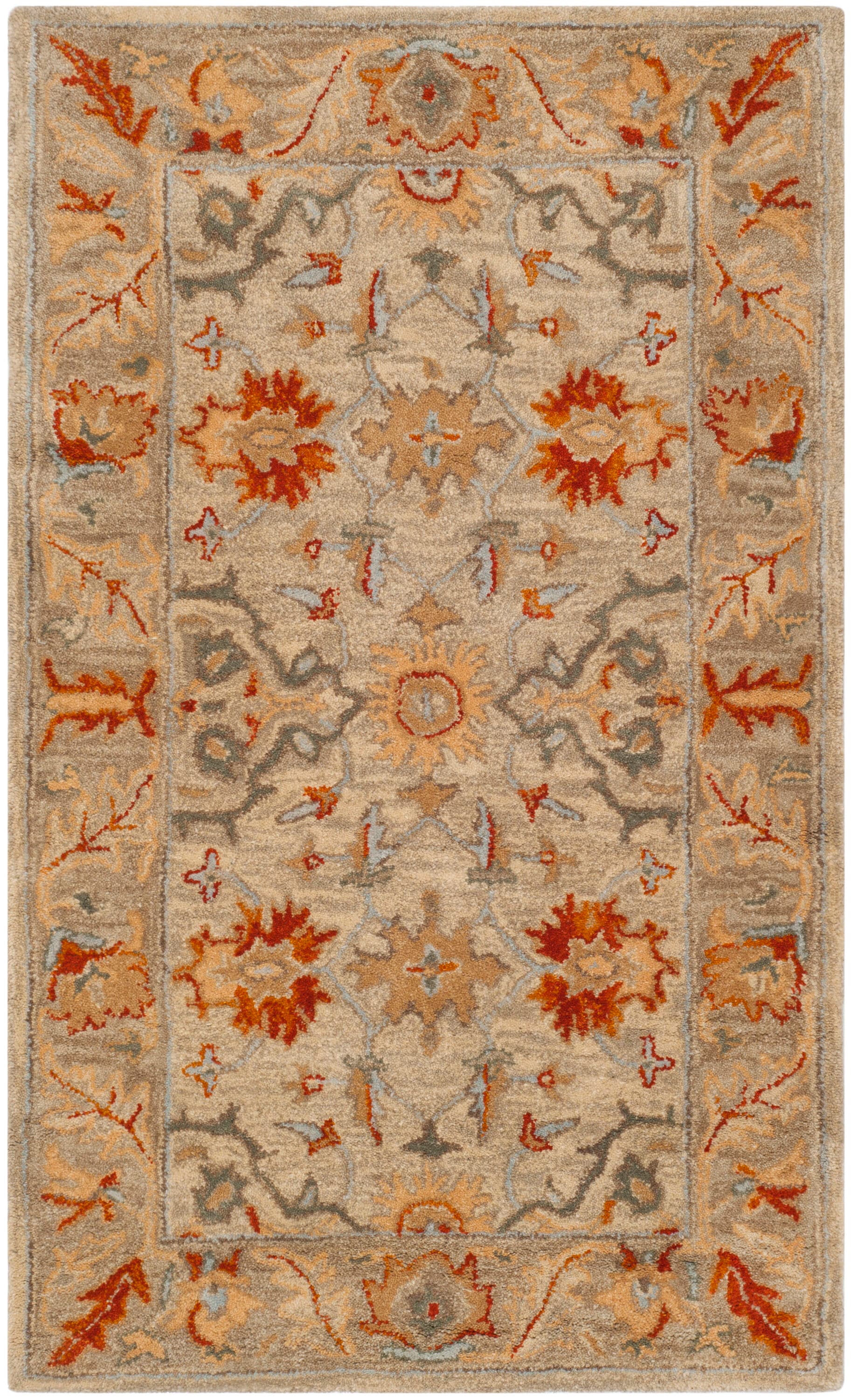 Handmade Red and Beige Wool Tufted Area Rug