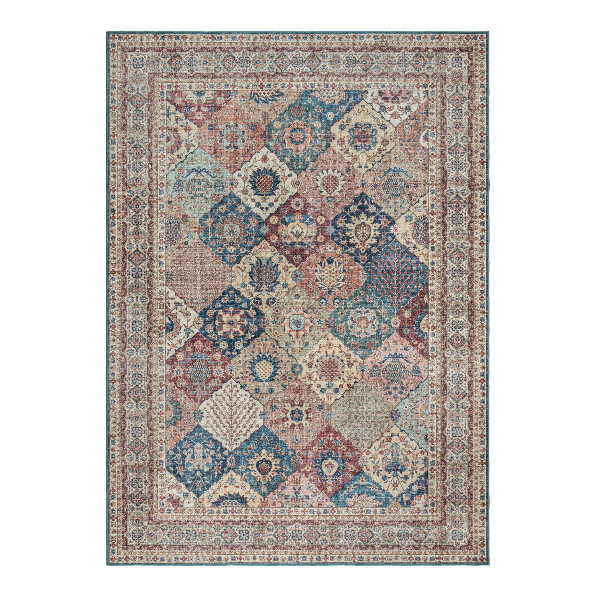 Cinzia Multicolor Synthetic Oriental Washable Area Rug 9x13